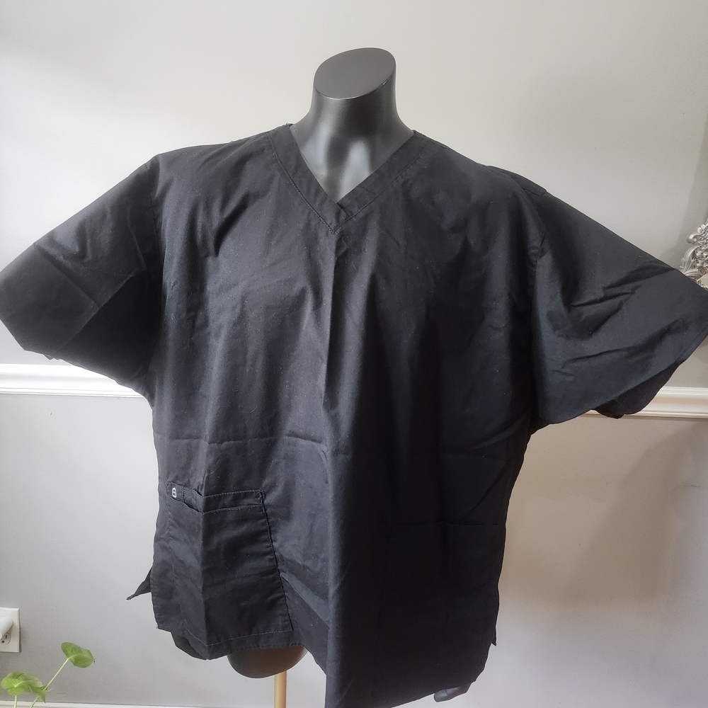 Black V-Neck Scrub Top